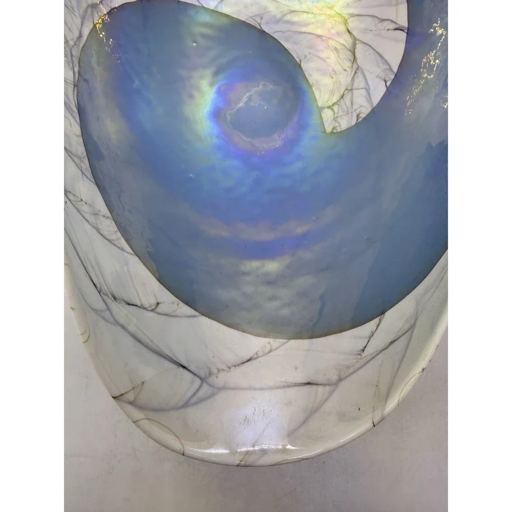 VTG Murano Italian Art Glass Bowl Sea Shell XL 21” Folded Fornace Ferro RARE